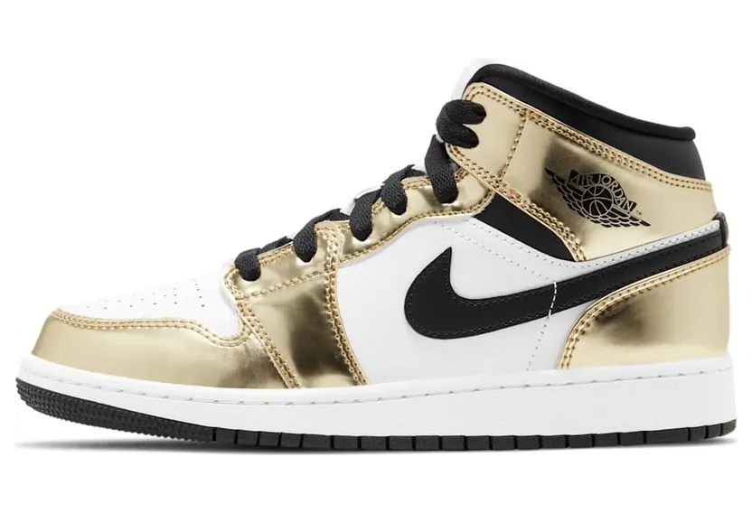 Jordan 1 Mid Metallic Gold Black White (GS)
