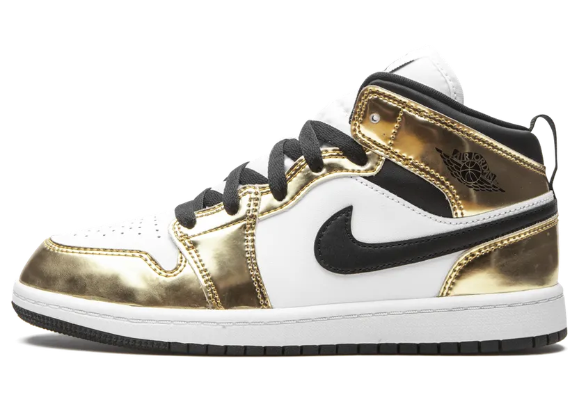 Jordan 1 Mid Metallic Gold Black White (PS)