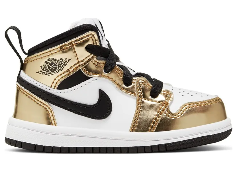 Jordan 1 Mid Metallic Gold Black White (TD)