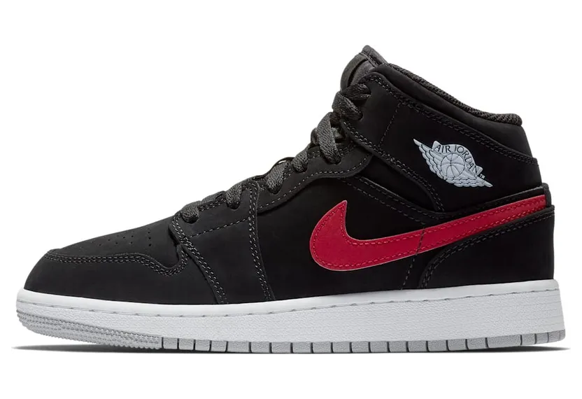 Jordan 1 Mid Multi-Color Swoosh Black (GS)
