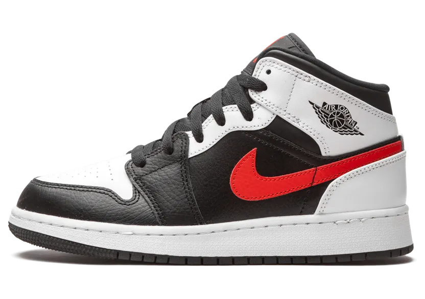 Jordan 1 Mid White Black Chile Red (GS)