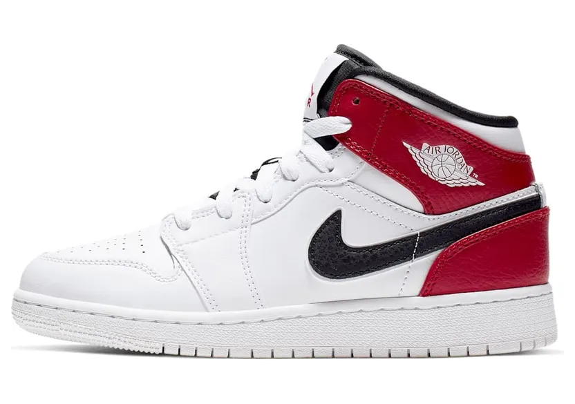 Jordan 1 Mid White Black Gym Red (GS)