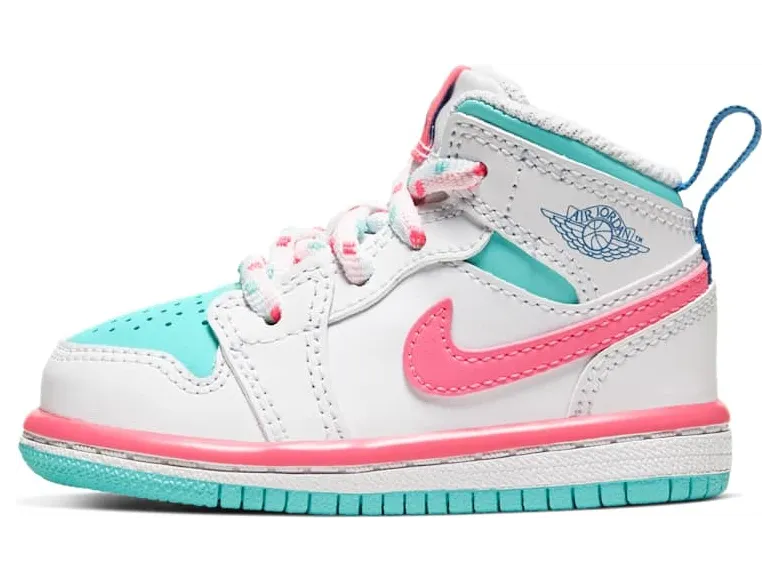 Jordan 1 Mid White Pink Green Soar (TD)