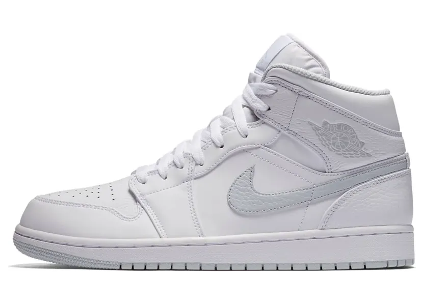Jordan 1 Mid White Pure Platinum Swoosh (554724-108)