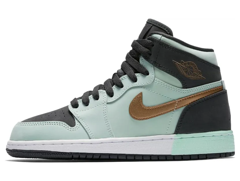 Jordan 1 Retro High Mint Foam Anthracite Metallic Gold (GS)