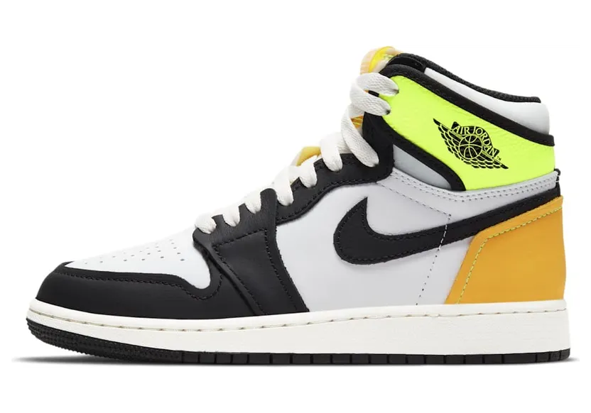 Jordan 1 Retro High White Black Volt University Gold (GS)