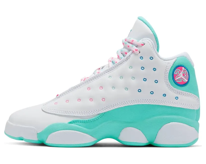 Jordan 13 Retro White Soar Green Pink (GS)
