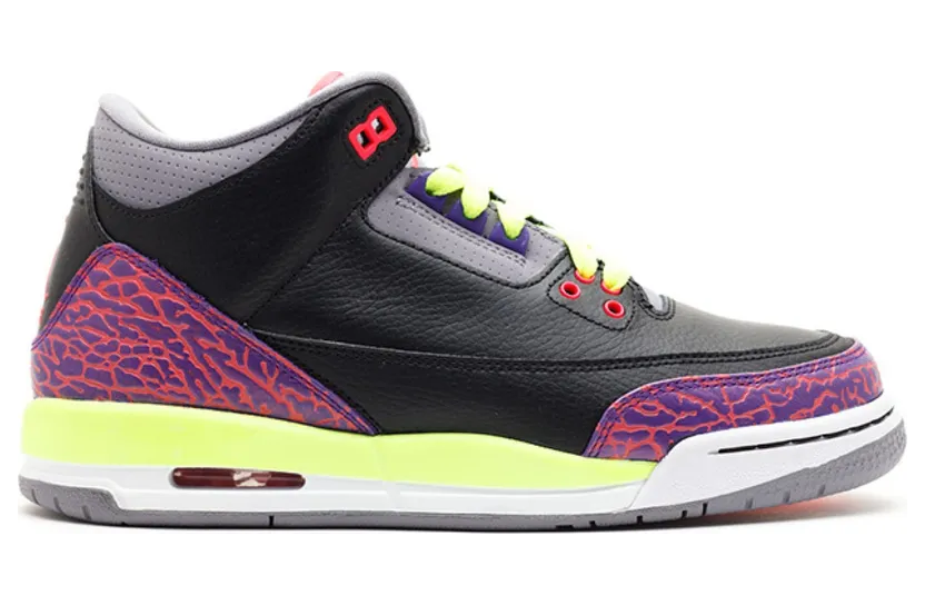 Jordan 3 Retro Black Atomic Red Volt (GS)