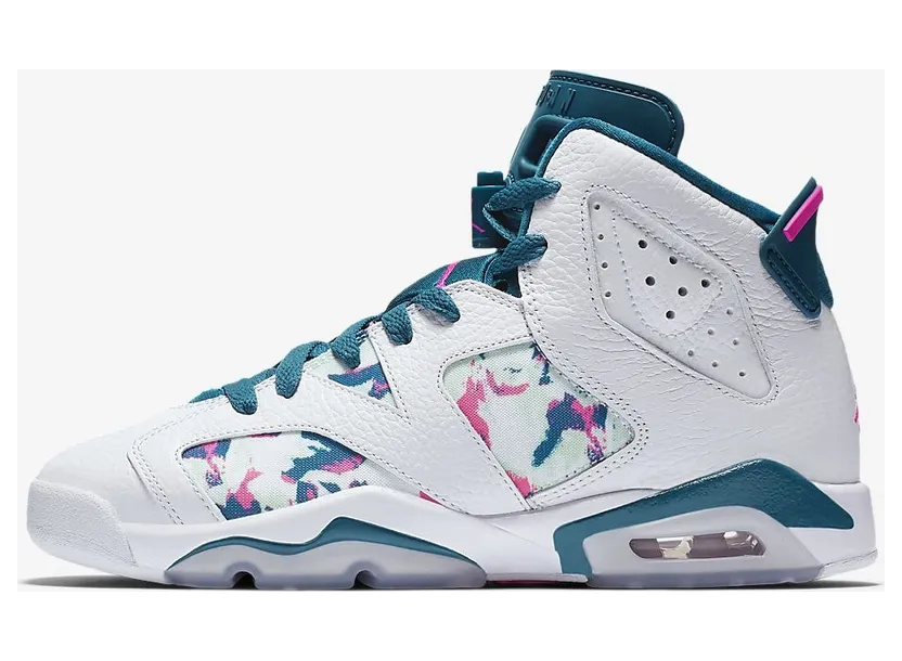 Jordan 6 Retro White Laser Fuchsia Green Abyss (GS)
