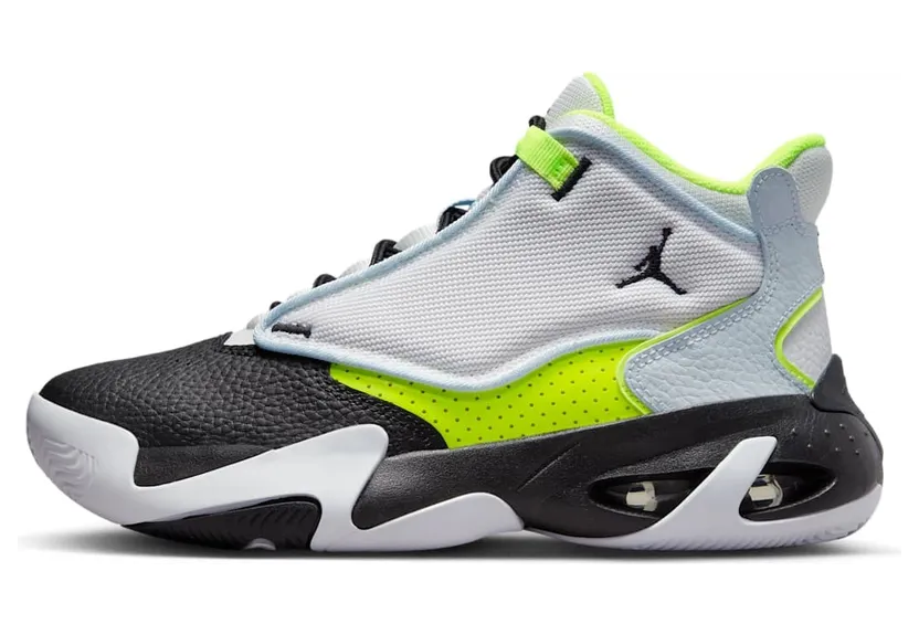 Jordan Max Aura 4 GS “Platinum Tint Volt Blue Tint Black” (DV3175-017)