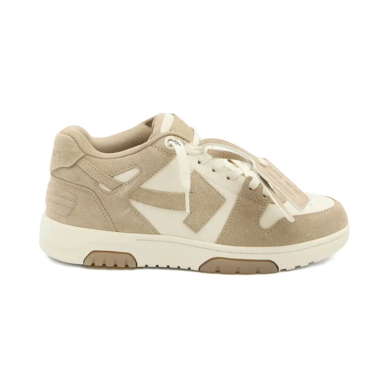 OFF-WHITE Out Of Office OOO Low Tops Beige Natural Suede (OMIA189F25LEA0046160)