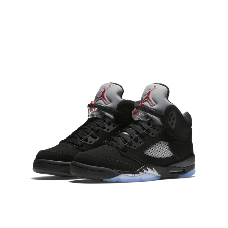 Jordan 5 Retro Black Metallic 2016 (GS) Black/Fire Red-Metallic Silver-White (845036-003)