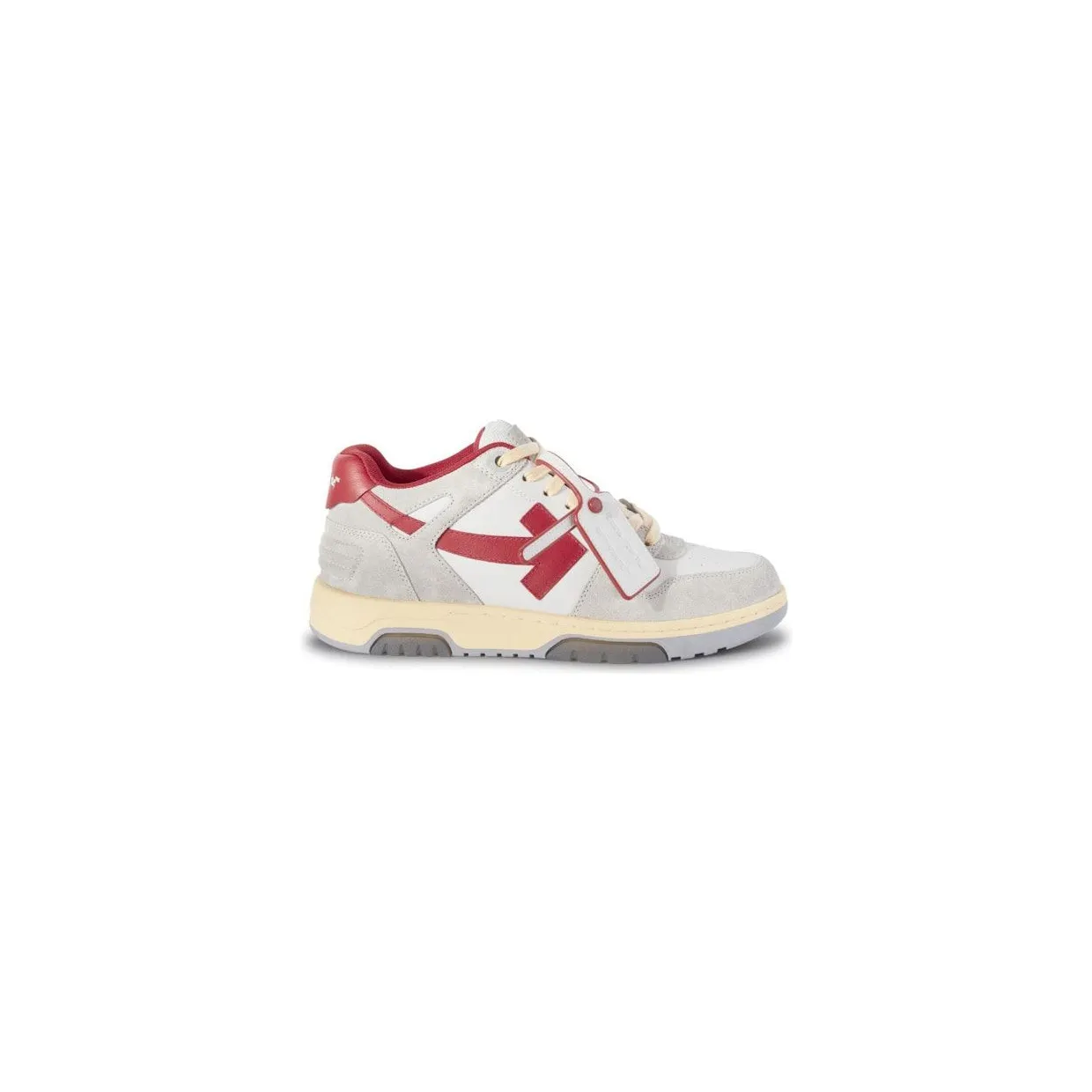 OFF-WHITE Out Of Office OOO Low Tops Light Grey Red (OMIA189S24LEA0110525) (2)
