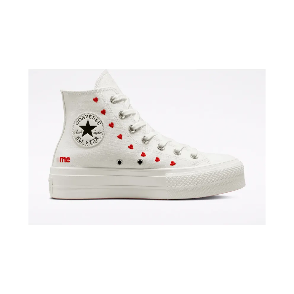 Converse Chuck Taylor All Star Lift Platform Embroidered Hearts Vintage White/university Red (A01599C)