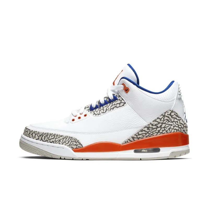 Jordan 3 Retro Knicks White/Old Royal-University Orange-Tech Grey (136064-148)