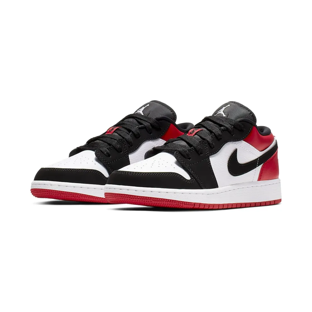Jordan 1 Low Black Toe (GS) White/Black-Gym Red (553560-116)
