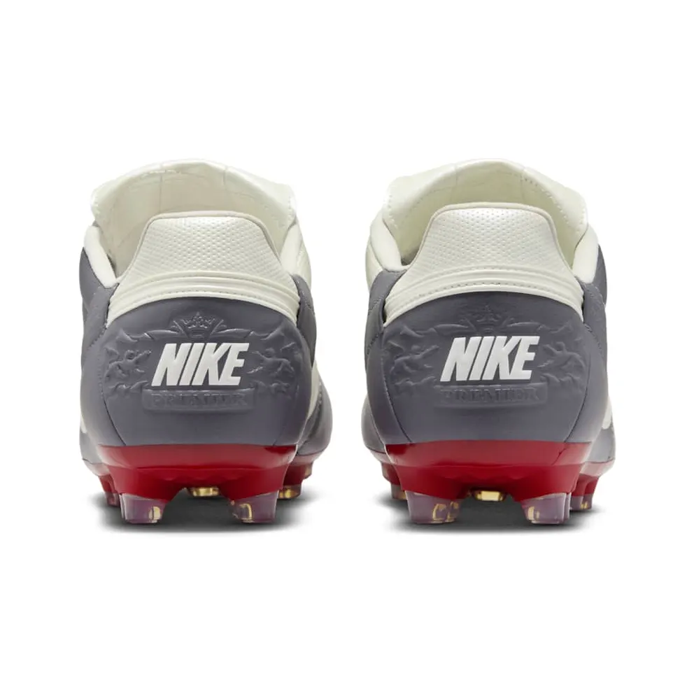 Nike Premier 3 Low FG “Light Graphite / Varsity Red / Metallic Summit White” (HM0265-003)