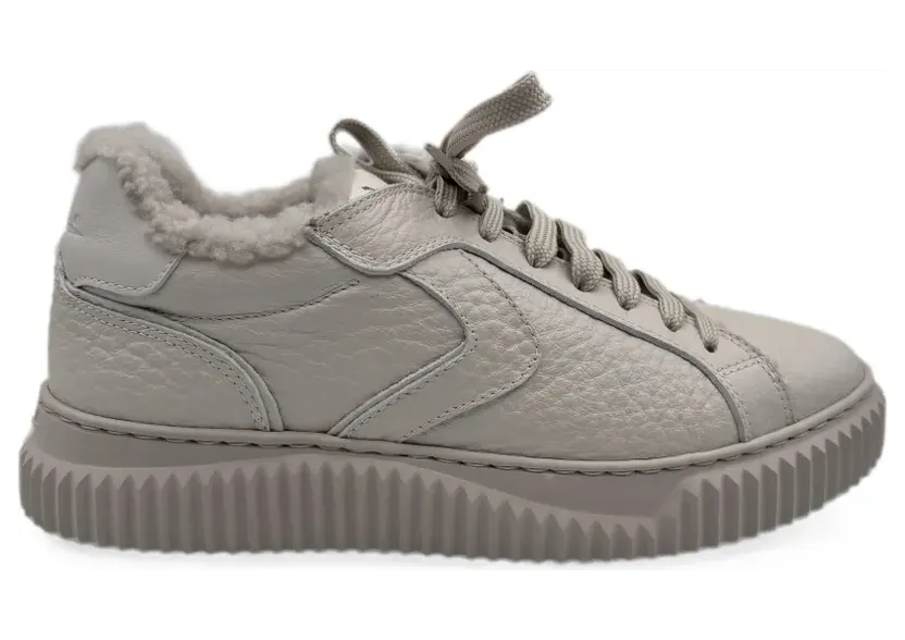 Voile Blanche Lipari leren sneakers met lammy afwerking – Beige (LIPARIFURMACRO)