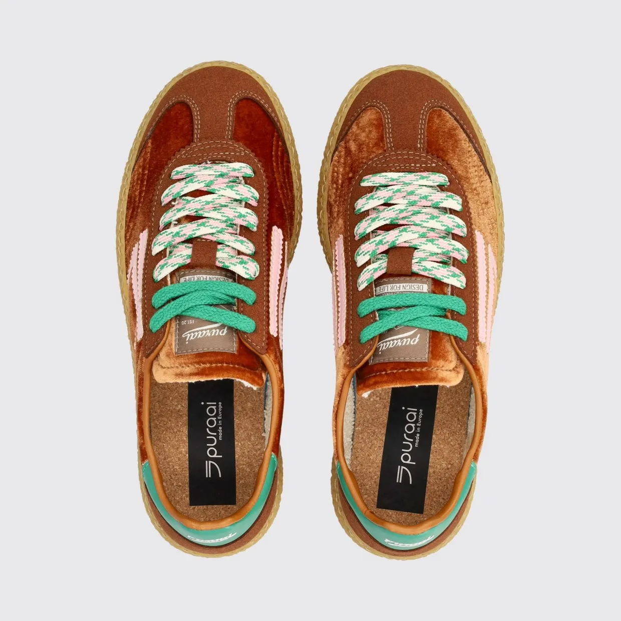 Puraai 6.01 XS Sneakers in Vegan Leather and Recycled Microsuede Tobacco (PU601X044) (3)