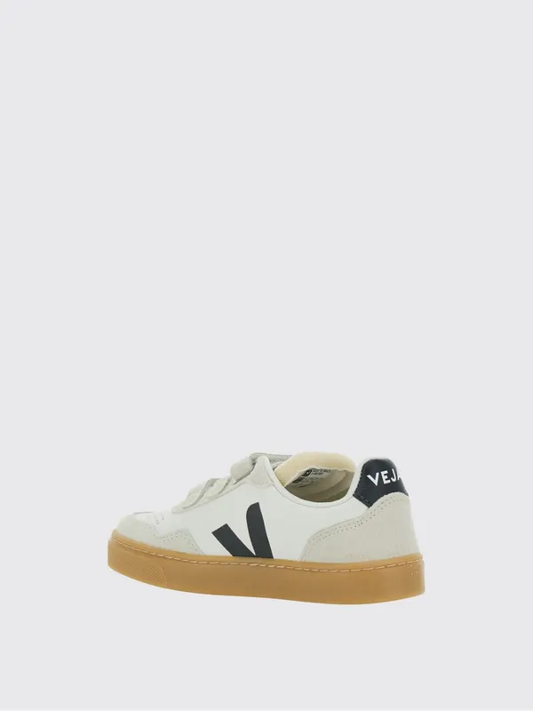 Veja Boy’s V-90 in Organic Leather with Velcro Fastening White (SX2021006CP1P12)