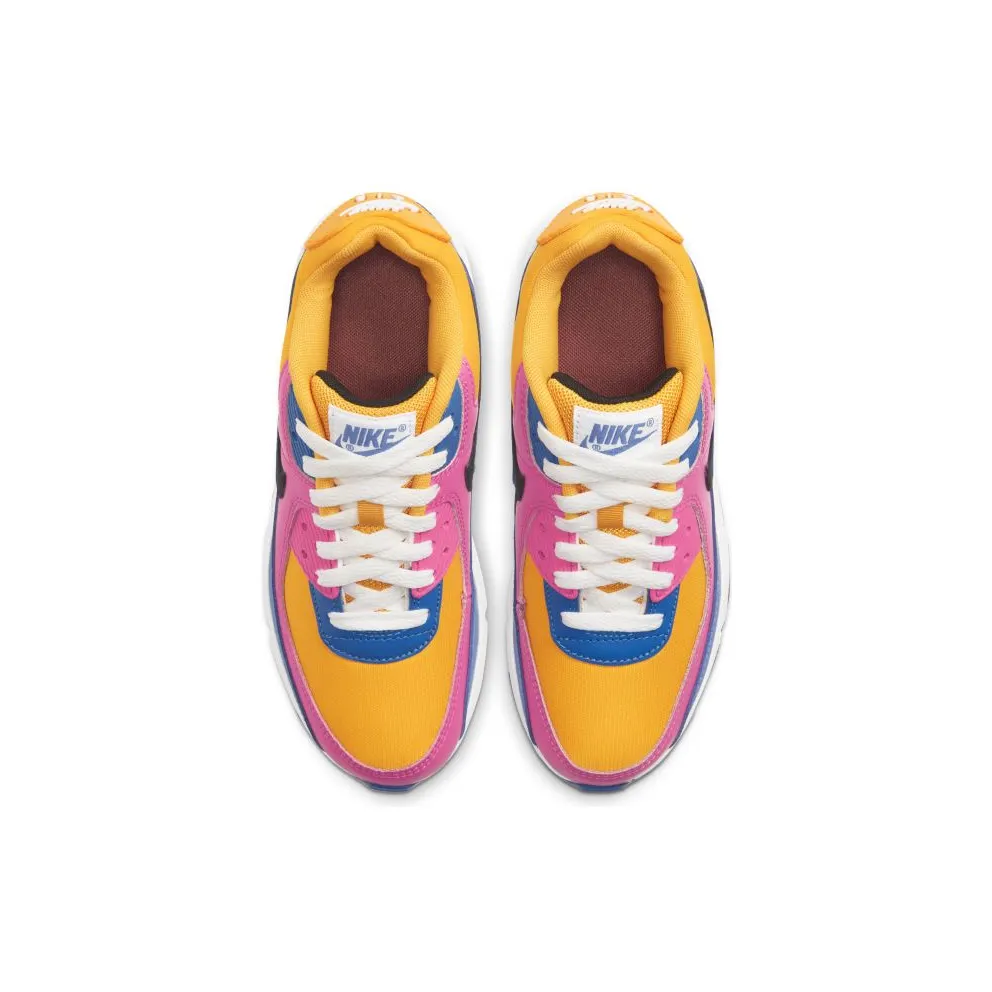 Nike Air Max 90 Leather Multi-Color (GS) University Gold/Battle Blue-White-Black (CD6864-700)