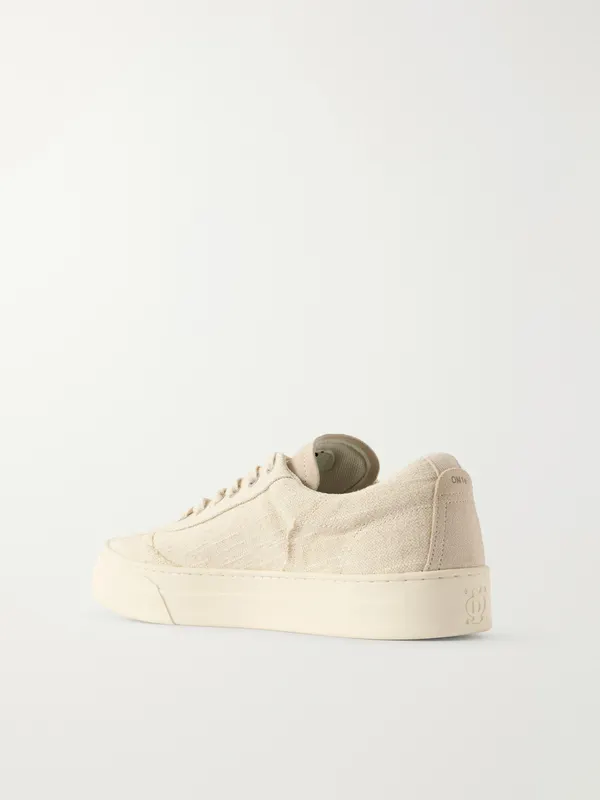 Omni Dellow Suede-Trimmed Distressed Drill Beige (OM01274)