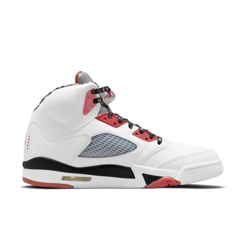 Air Jordan 5 Quai 54 White University Red Black (2021) (DJ7903-106)