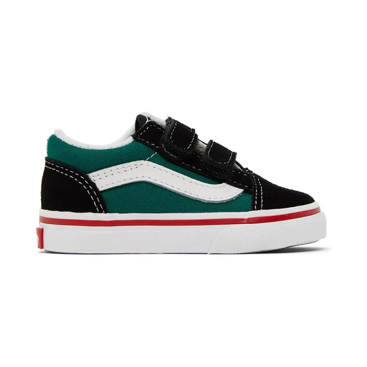 Vans Baby Black & Green Old Skool V Sneakers (VN0A4VJJBML)