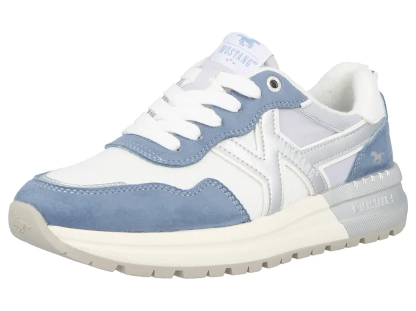 mustang sneaker Saffier / Duifblauw / Zilver / Wit (022721)
