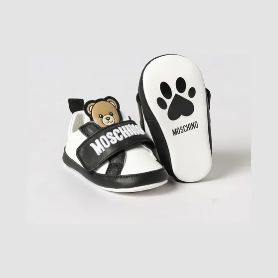 Moschino Leather Sneakers With Logo And Teddy Patch White (8290003)