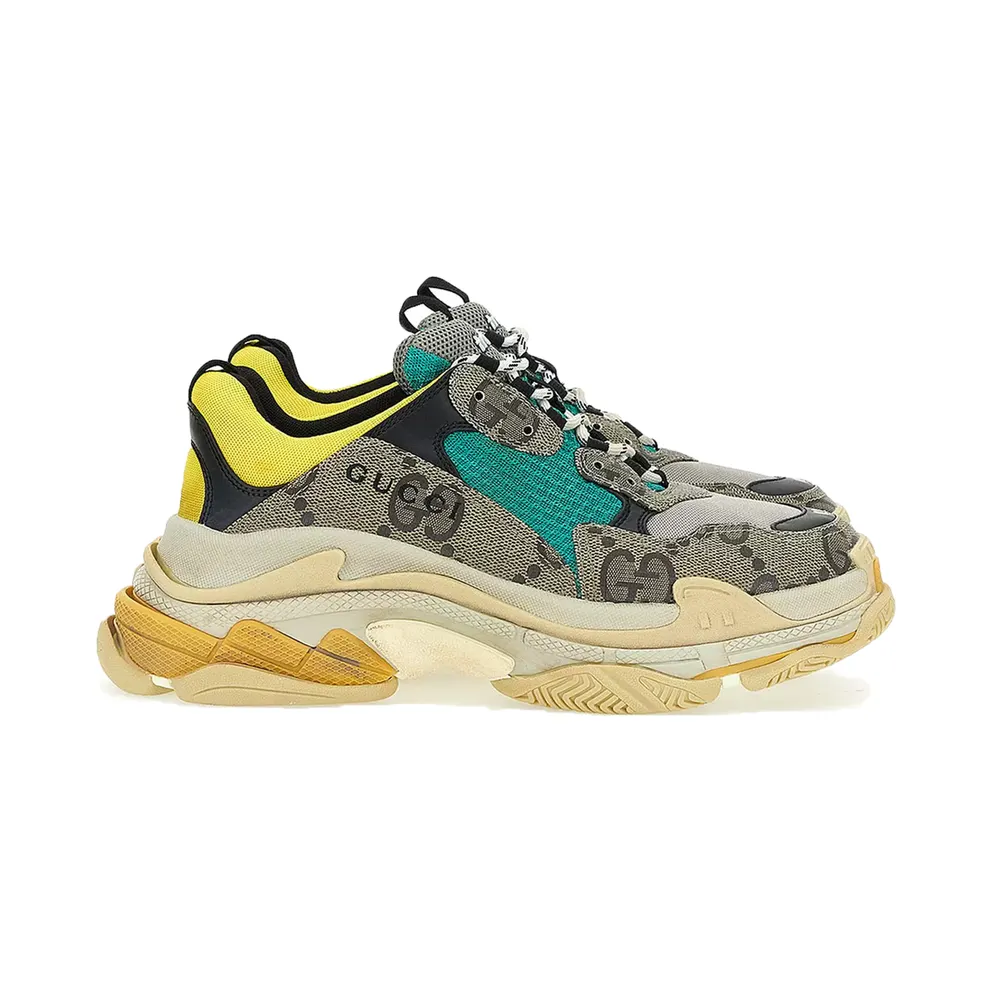 Balenciaga x The Hacker Project Triple S Beige Green Yellow (681067UMO20 9766)