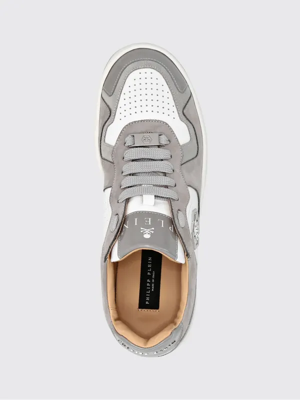 Philipp plein Low-Top Sneakers in Leather and Suede with Applied Hexagon Logo White (SADSUSC0549PLE010N0110) (3)