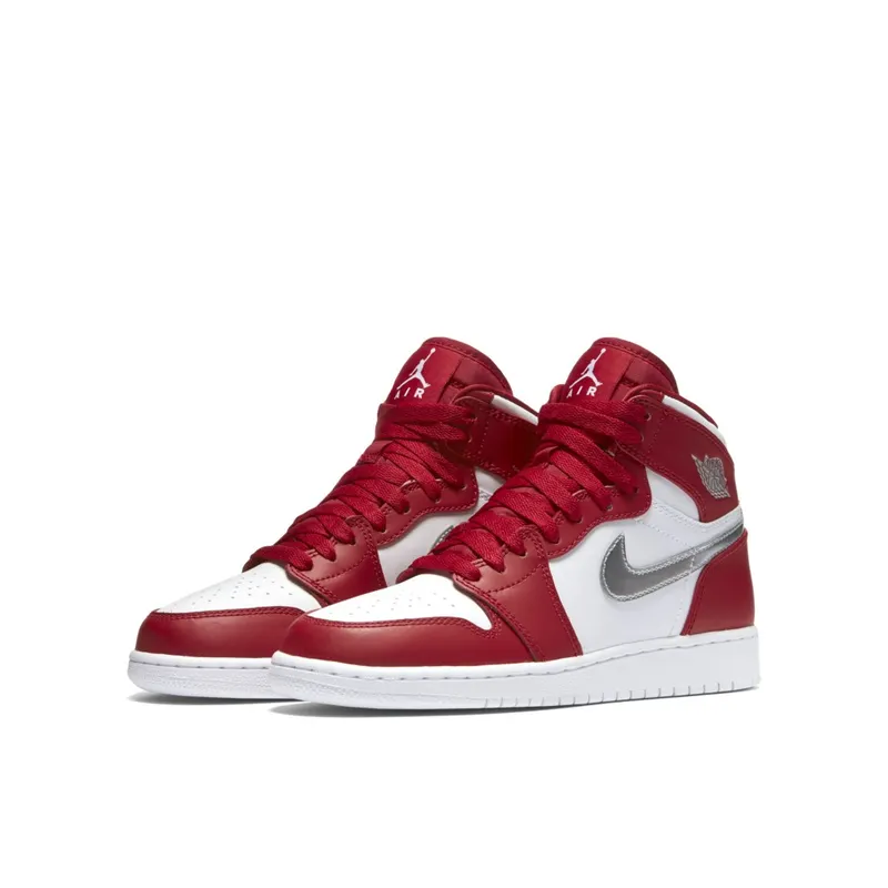 Jordan 1 Retro High Silver Medal (GS) Gym Red/Metallic Silver-White (705300-602)