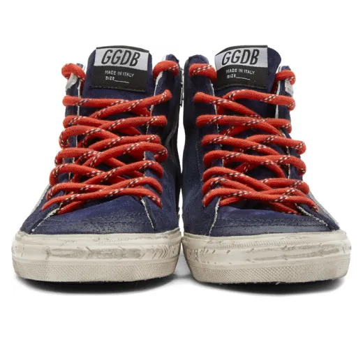 Golden Goose Navy Leather Slide Sneakers (G36MS595.A88) (2)