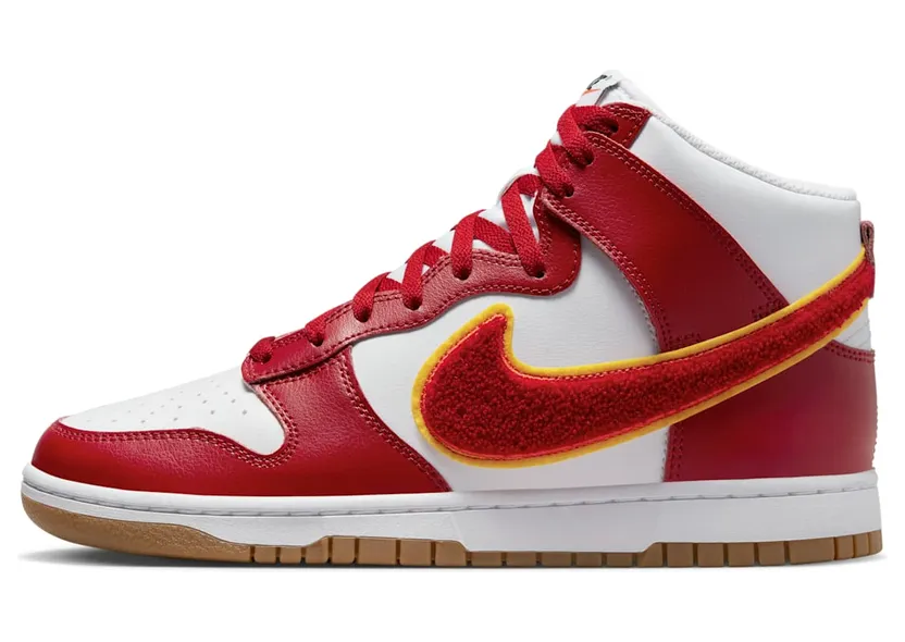 Nike Dunk High “Chenille Swoosh White Gym Red” (DR8805-101)