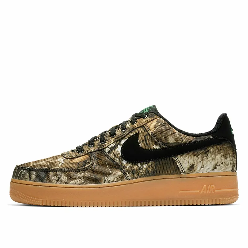 Nike Air Force 1 Low Realtree Black Black/Black-Aloe Green-Gum Medium Brown (AO2441-001)
