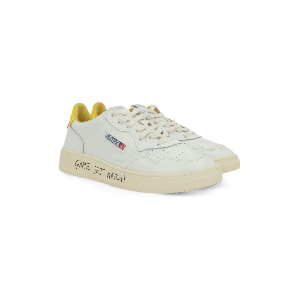 Autry Medalist Perforated Leather “White/Yellow” (AULM ML07)