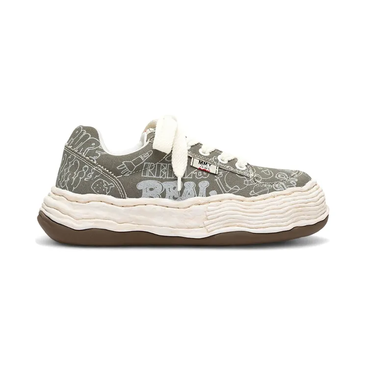 Maison Mihara Yasuhiro Oliver OG Sole Graffiti Printed Canvas Low Green (A16FW705-GRN)