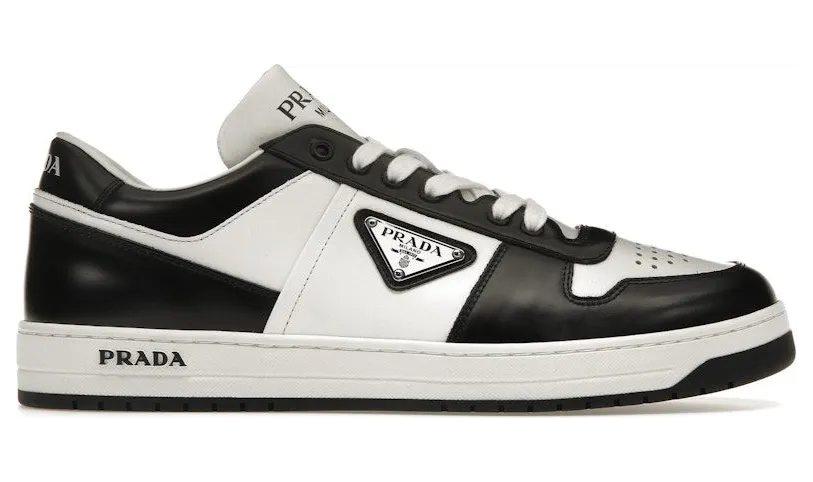 Prada Downtown Low Top Sneakers Leather White Black (2EE364_3LKG_F0964)