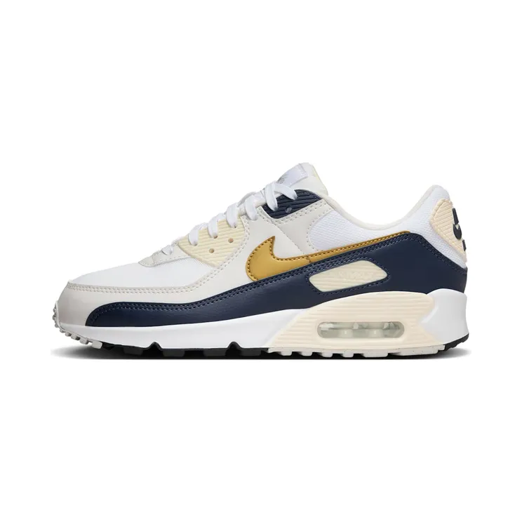 Nike Air Max 90 Olympic (2024) “White / Obsidian / Coconut Milk / Metallic Gold” (HF3444-100)