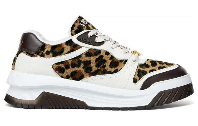 Versace Odissea Sneakers mit Leoparden-Print – Weiß (10154371A12173)