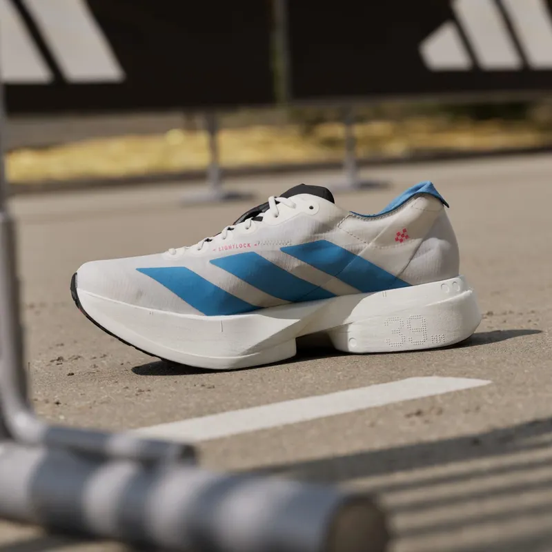 Adidas ADIZERO ADIOS PRO 4 Running Shoes Off White / Light Blue / Bright Red (KH7343)