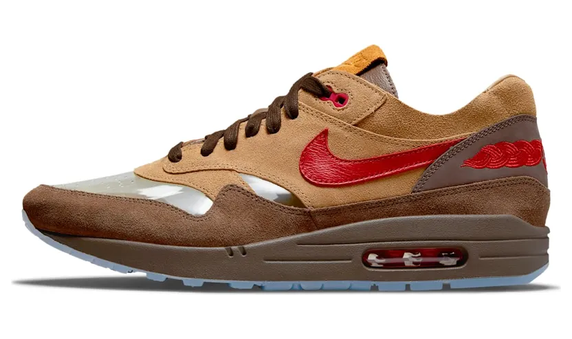 Nike Air Max 1 clot Kiss of Death CHA “Rocky Tan / Medium Brown / Sport Red” (DD1870-200)