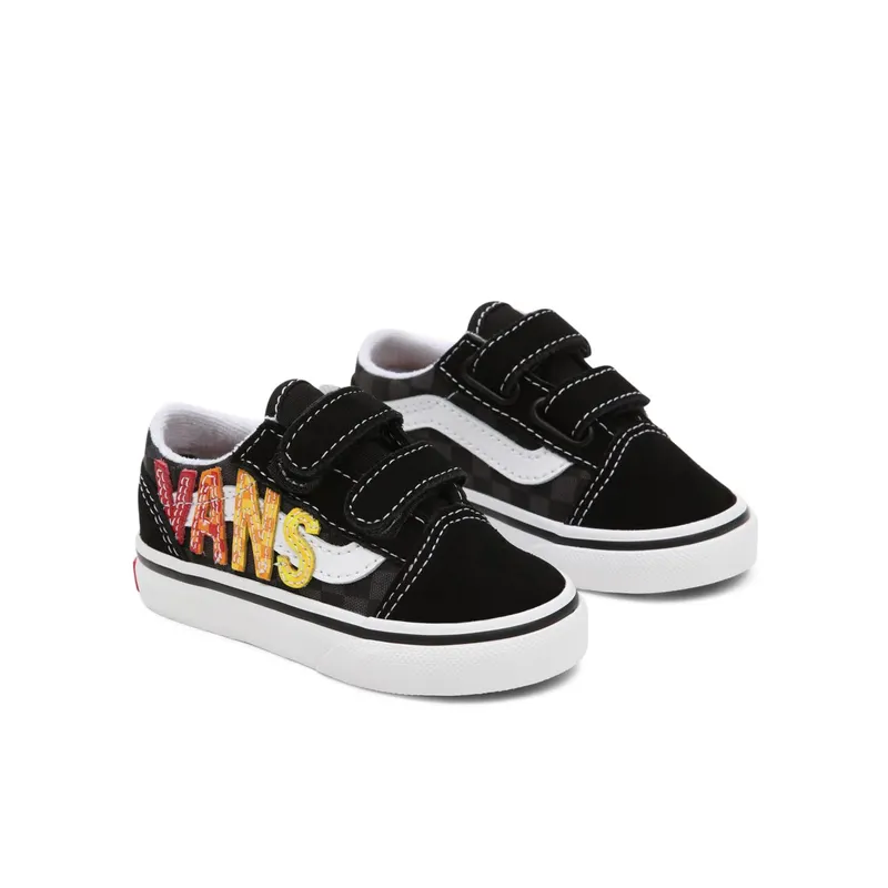 VANS Flame Logo Repeat Old Skool Velcro Peuterschoenen Black (VN000D3YABX)