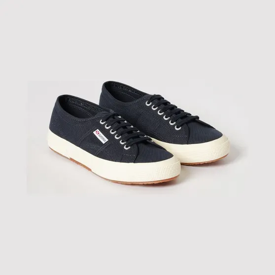SUPERGA 2750-Cotu Classic Cotton Sneakers with Rubber Sole and Applied Logo Blue (S000010933)