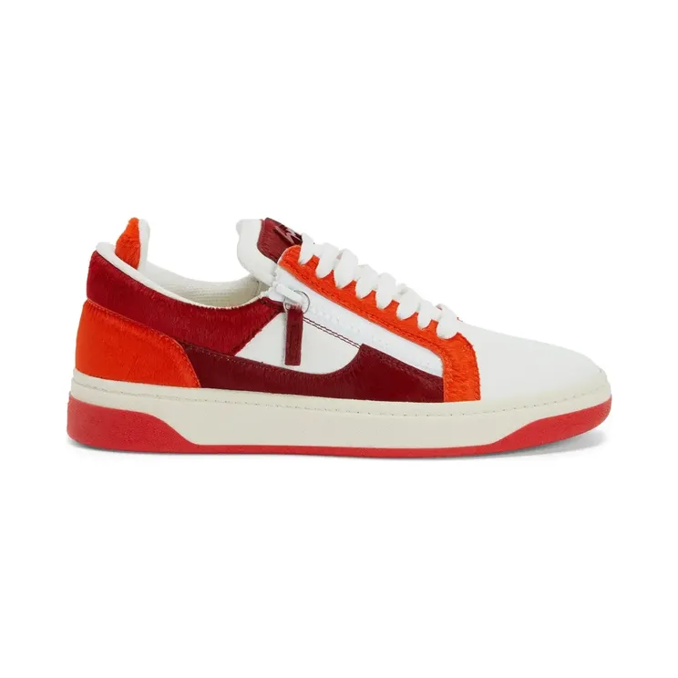 Giuseppe Zanotti GZ94 low-top met colourblocking en dubbele rits “Red” (RM40004001)