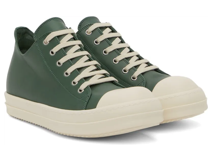 Rick Owens Orange Full Grain Low Sneakers (RU02B2891 LCG) (4)