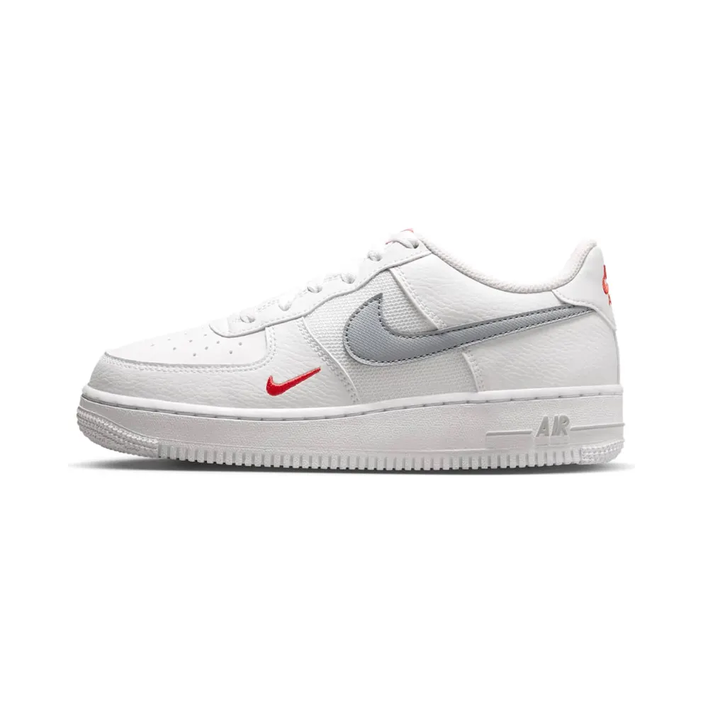 Nike Air Force 1 Low White Wolf Grey Crimson Mini Swoosh (FD9772-100)