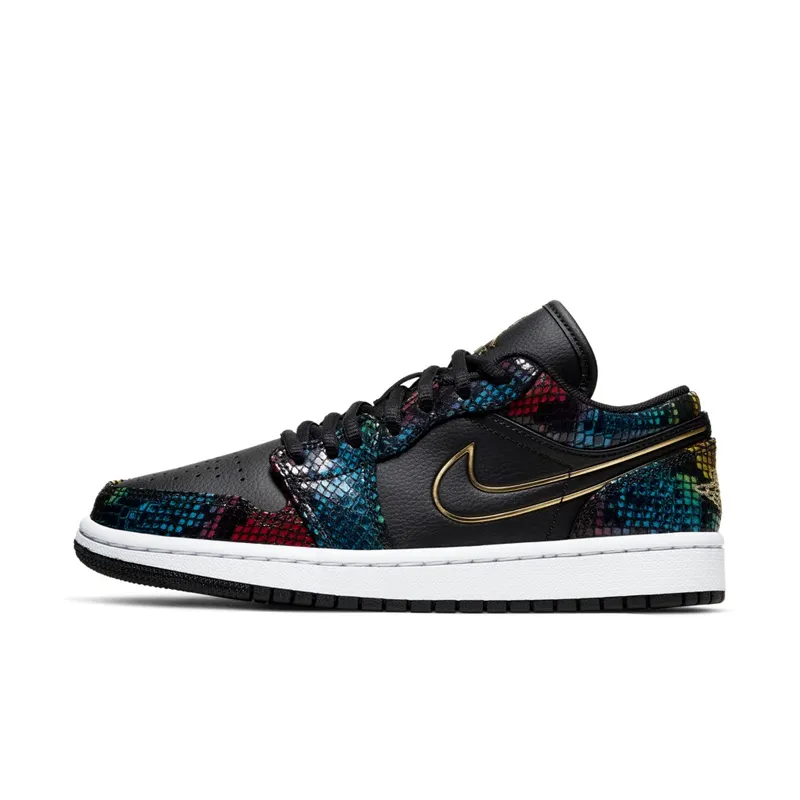 Jordan 1 Low Multicolor Snakeskin (W) (2020) Black/Metallic Gold (CW5580-001)