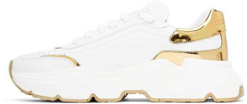 Dolce & Gabbana White & Gold Daymaster Low Sneakers (CS1791 AX588)